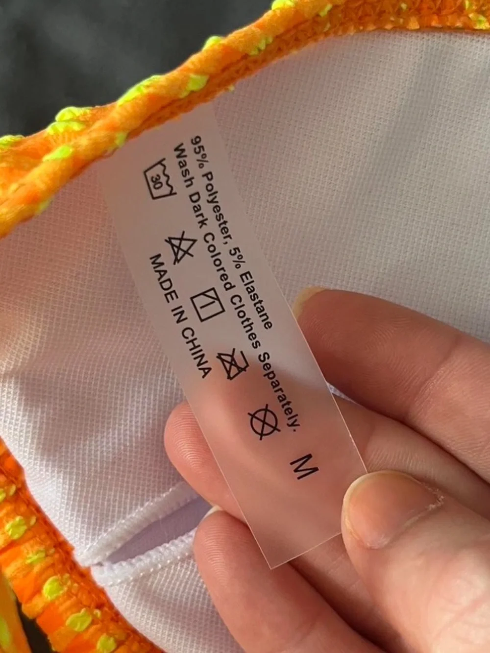 Women’s Orange Checked gingham boy Short bikini Size M
